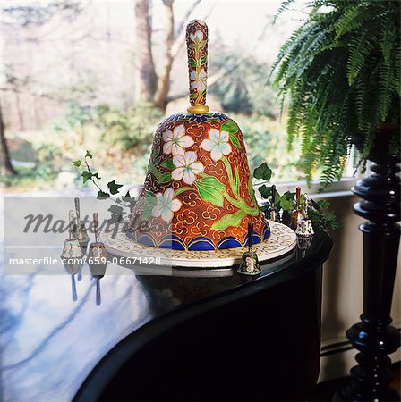 Wedding Bell Cake on a Platter Surrounded by Wedding Bells