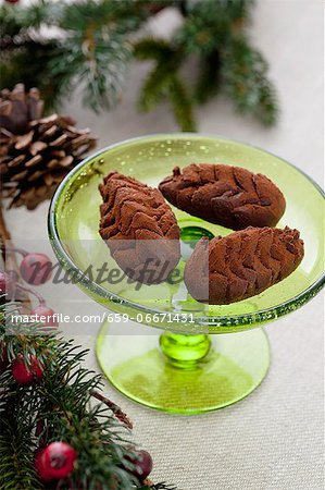 Chocolate truffles shaped like pine cones, for Christmas