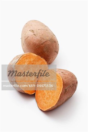 Sweet potatoes, whole and halved