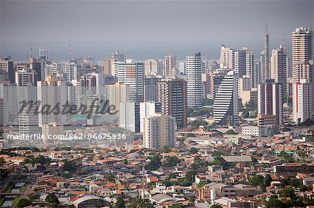 South America, Brazil, Para, Amazon, an aerial shot of the city of Belem in the mouth of the Amazon showing skyscraper apartment blocks