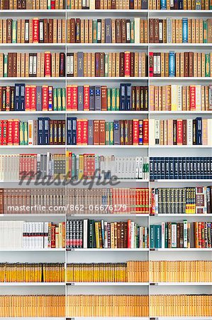 China, Tianjin. Tianjin Municipal Cultural Centre. Books in the Tianjin Library.