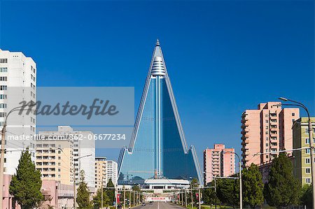 Democratic Peoples Republic of Korea. North Korea, Pyongyang. The Ryugyong Hotel, commonly referred to as the Hotel of Doom.