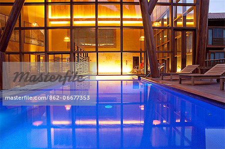 South America, Peru, Urubamba, the swimming pool in the spa at the Tambo del Inka resort and spa