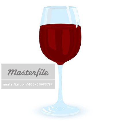Vector illustration of glass of red wine on white background