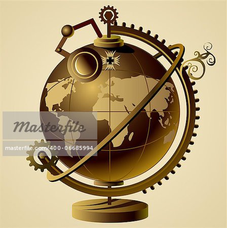 Vector illustratrion of a steampunk globe mechanism