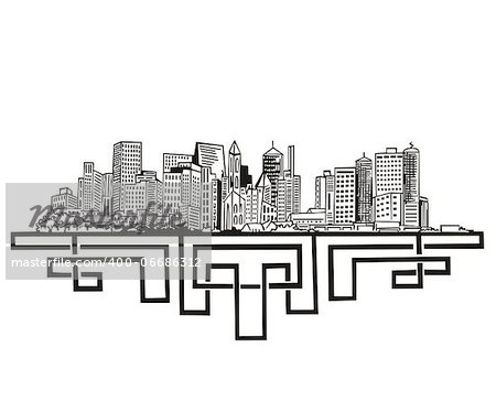 New York Skyline. Black and white vector illustration EPS 8.