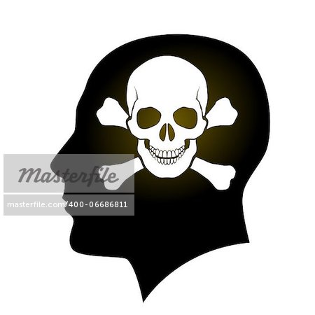 Pirate Human face with Skull and Crossbones. Illustration on white