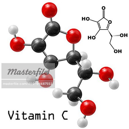 structural model of vitamin C molecule
