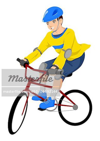 Vector illustration of a boy riding a bicycle