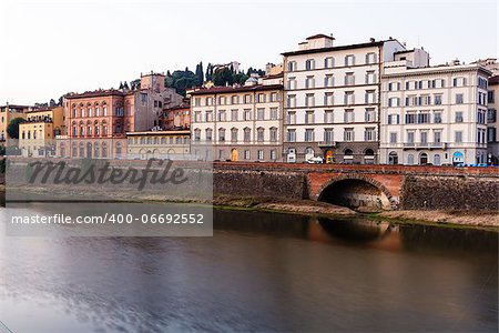 Arno River Embankment in the Early Morning Light, Florence, Italy