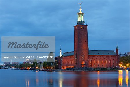 View on the Stockholm City Hall at night