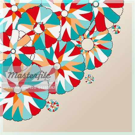 Colorful Stylized Simple Flower Card. Vector Illustration