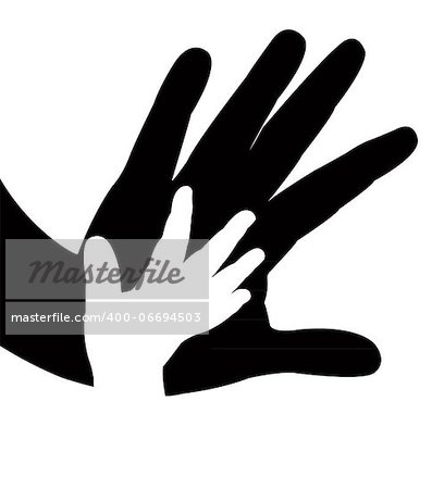 mother and baby hands silhouette vector