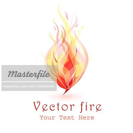 beautiful bright flame of fire on white background