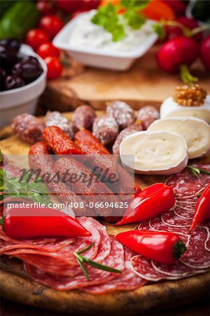 Catering platter with antipasti and fingerfood