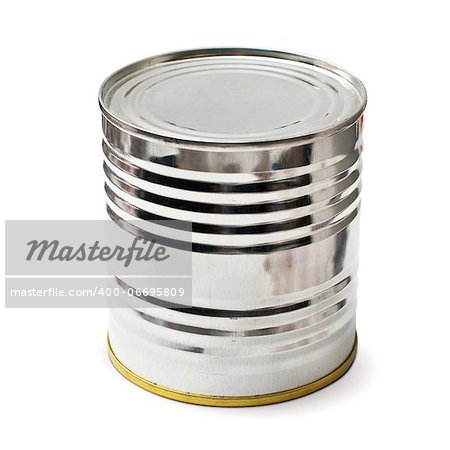 silver tin with clipping path on white background