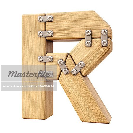 Alphabet from wood. Isolated on white.