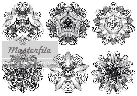 Set of abstract geometric flowers, vector design elements