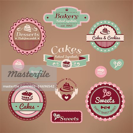 set of vintage bakery labels vector illustration