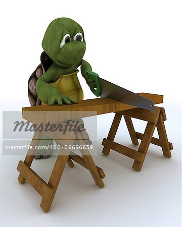 3D render of a tortoise carpenter contractor