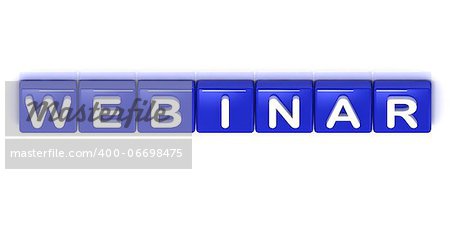 Webinar word on blue cubes on white background