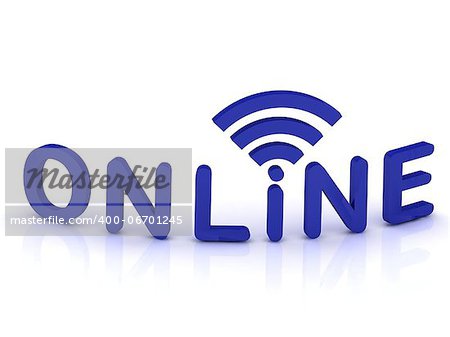 online signal sign with blue letters on white background