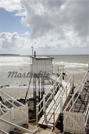 Traditional French fisherman`s house at the coast of Atlantic Ocean, Royan, Charente-Maritime, Poitou-Charentes, France