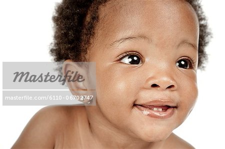 Closeup of an infant smiling