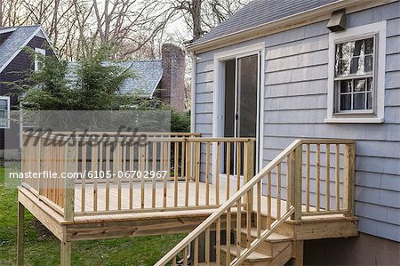 Newly constructed deck on residential home