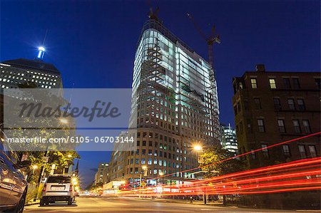 Cars on the road in a city, Berkeley Street, Back Bay, Boston, Massachusetts, USA