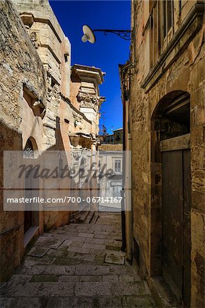 View of narrow street, Ragusa Ibla, Sicily, Italy