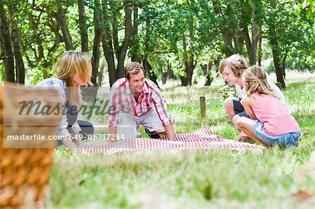 Family having picnic in park