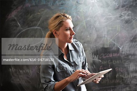 Woman using digital tablet