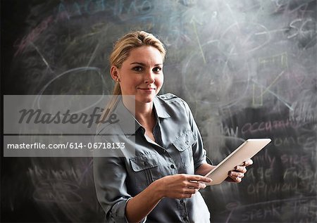 Woman using digital tablet