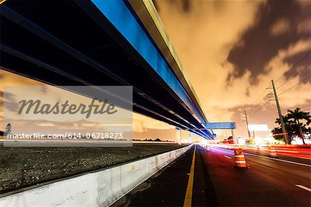 Blurred view of traffic on freeway