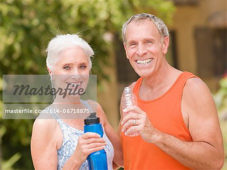 Older couple working out together
