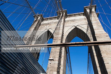 Low angle view of Brooklyn Bridge