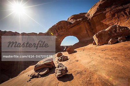 Rock formations in dry desert landscape