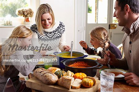 Family eating together at table Family eating together at table