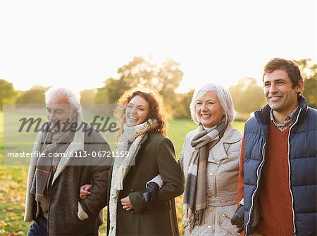 Family walking together in park