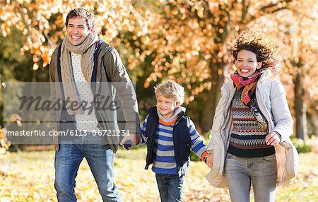 Family walking together in park