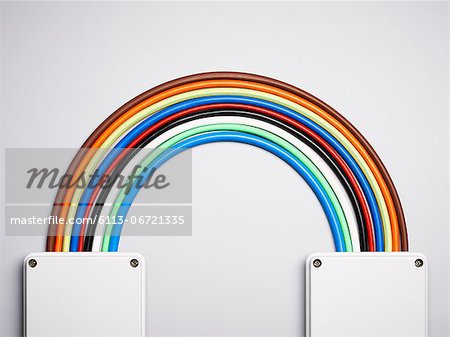 Colorful cords in rainbow shape