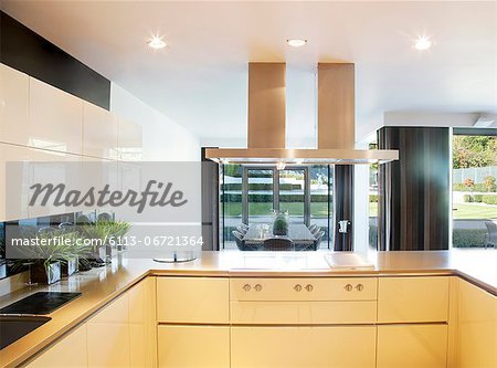 Counters and stove in modern kitchen