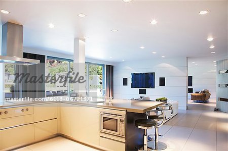 Kitchen and living room in modern home