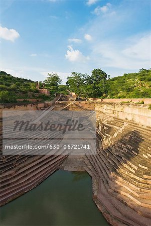 Staircase with moat in the fort, Nahargarh Fort, Jaipur, Rajasthan, India