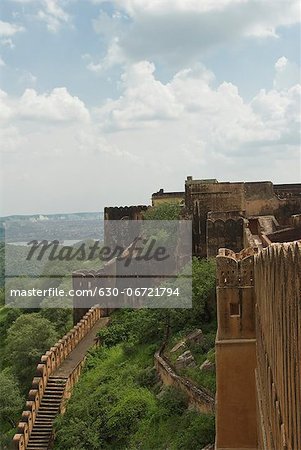 Defensive wall of a fort, Jaigarh Fort, Jaipur, Rajasthan, India