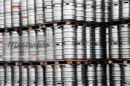 Stack of beer barrels in a brewery, Eggenberg, Cesky Krumlov, South Bohemian Region, Czech Republic