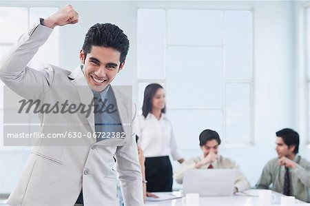 Businessman celebrating his success