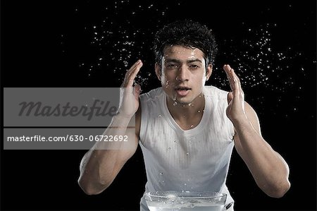 Man washing face