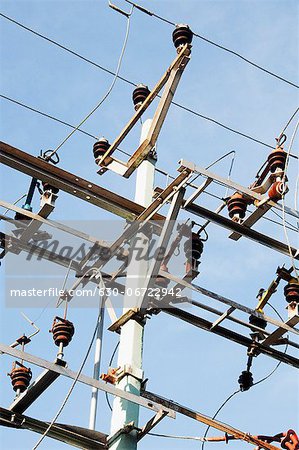 Low angle view of an electricity pylon, Tirupati, Andhra Pradesh, India Low angle view of an electricity pylon, Tirupati, Andhra Pradesh, India